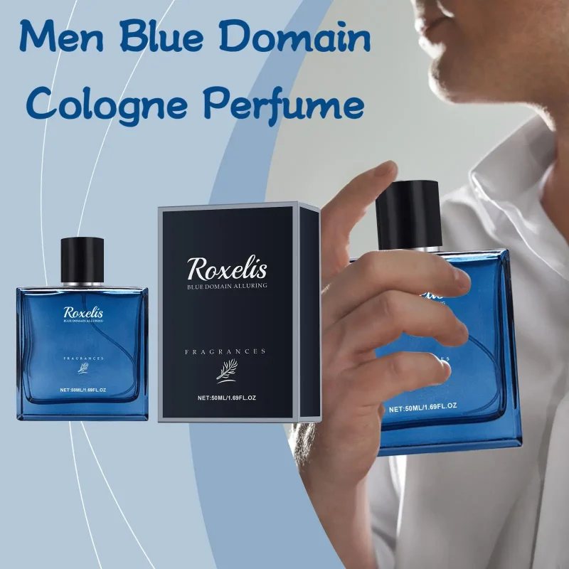Roxelis 50ml Charmig Cologne Perfume Spray Men's Blue Domain Fragrance Lasting Scent Pheromone Flirting Romantic Dating Perfume - Image 2