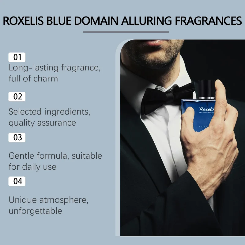 Roxelis 50ml Charmig Cologne Perfume Spray Men's Blue Domain Fragrance Lasting Scent Pheromone Flirting Romantic Dating Perfume - Image 5