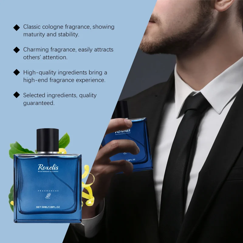 Roxelis 50ml Charmig Cologne Perfume Spray Men's Blue Domain Fragrance Lasting Scent Pheromone Flirting Romantic Dating Perfume - Image 3