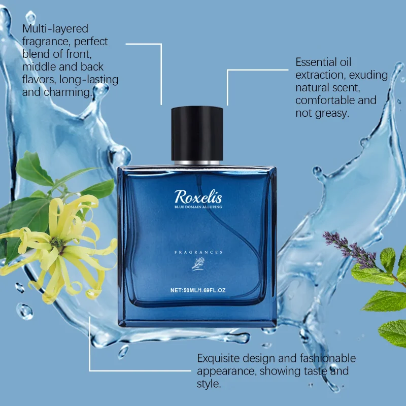 Roxelis 50ml Charmig Cologne Perfume Spray Men's Blue Domain Fragrance Lasting Scent Pheromone Flirting Romantic Dating Perfume - Image 4