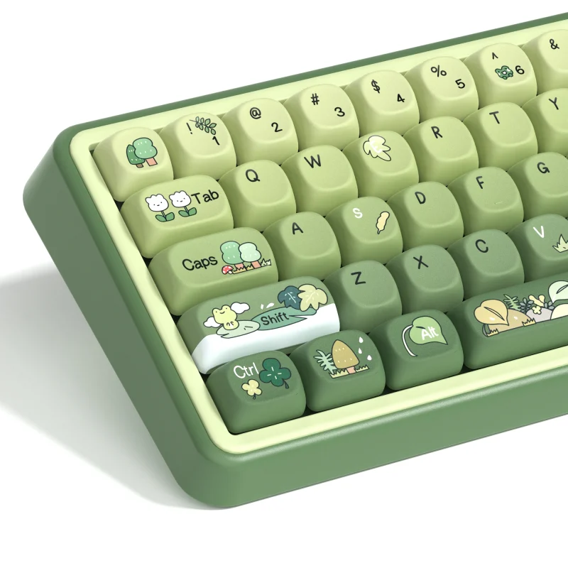 132 Keys Green 5 Sides Dye Sublimation PBT Keycaps Cute MOA Profile Keycaps for Cherry Gateron MX Switches Mechanical Keyboards - Image 2