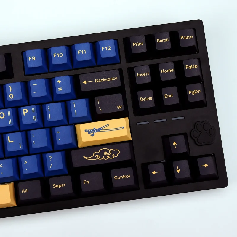 KBDiy Retro GMK Blue Samurai Keycap Korean Cherry Alice Split Space PBT Keycaps Custom For Aula F75 60 Mechanical Keyboard Gamer - Image 3