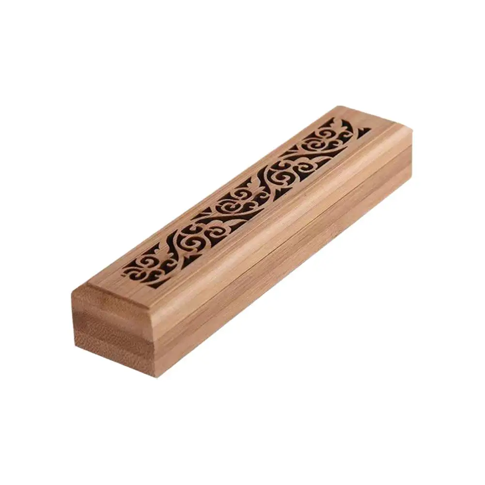 Natural Bamboo Incense Burner With Laying Plate Aromatherapy Wooden Box For Incense Storage Burning Hollowed Line Incense Box - Image 7