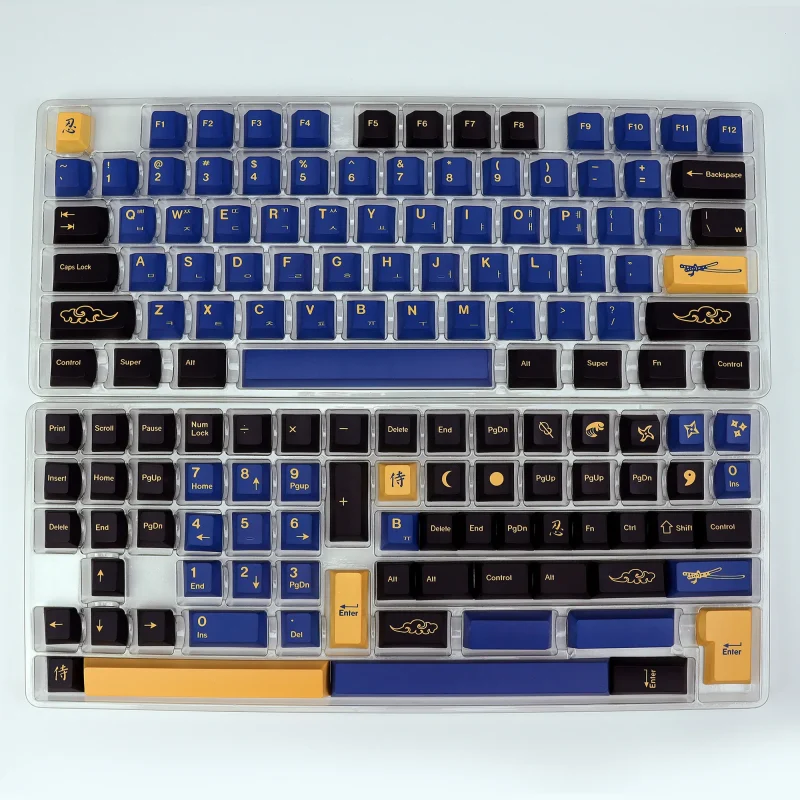 KBDiy Retro GMK Blue Samurai Keycap Korean Cherry Alice Split Space PBT Keycaps Custom For Aula F75 60 Mechanical Keyboard Gamer - Image 5