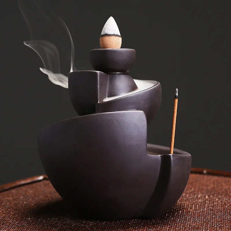 Creative Time Machine Type Handmade Ceramic Backflow Incense Burner Incense Stick Holder for Home Relaxation Decor Tea Pet - Image 4