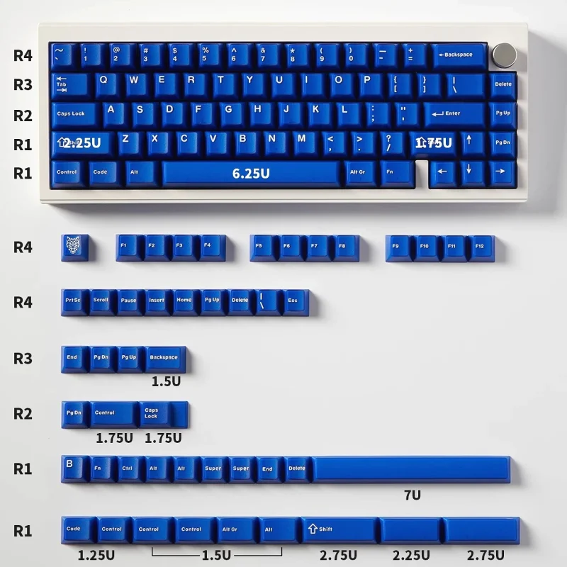 Aifei Semi-transparent Klein Blue/Black Mechanical Keyboard Keycap 120 Keys ABS Material Original Height Adaptation 61/64/68/75 - Image 3