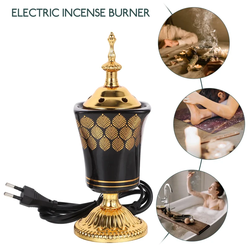 Electric Incense Burner Ceramic Censer Metal Incense Holder Plug In Censer Burner Home Fragrance Products Decorative Burner Home - Image 3