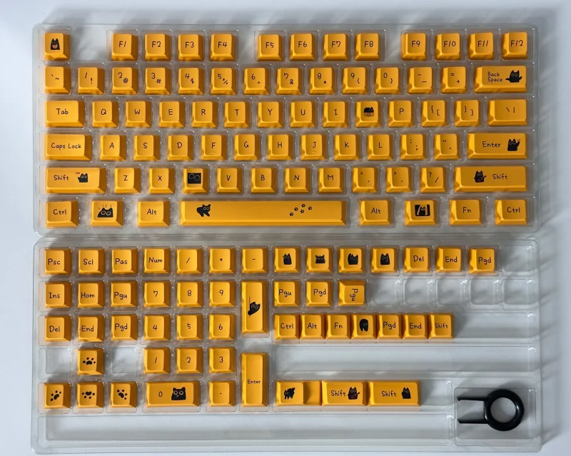 124 Keys Black Cat Keycaps Cherry Profile PBT Keycap For Mx Switch Mechanical Gaming keyboard Anime Yellow Key Caps custom DIY - Image 2