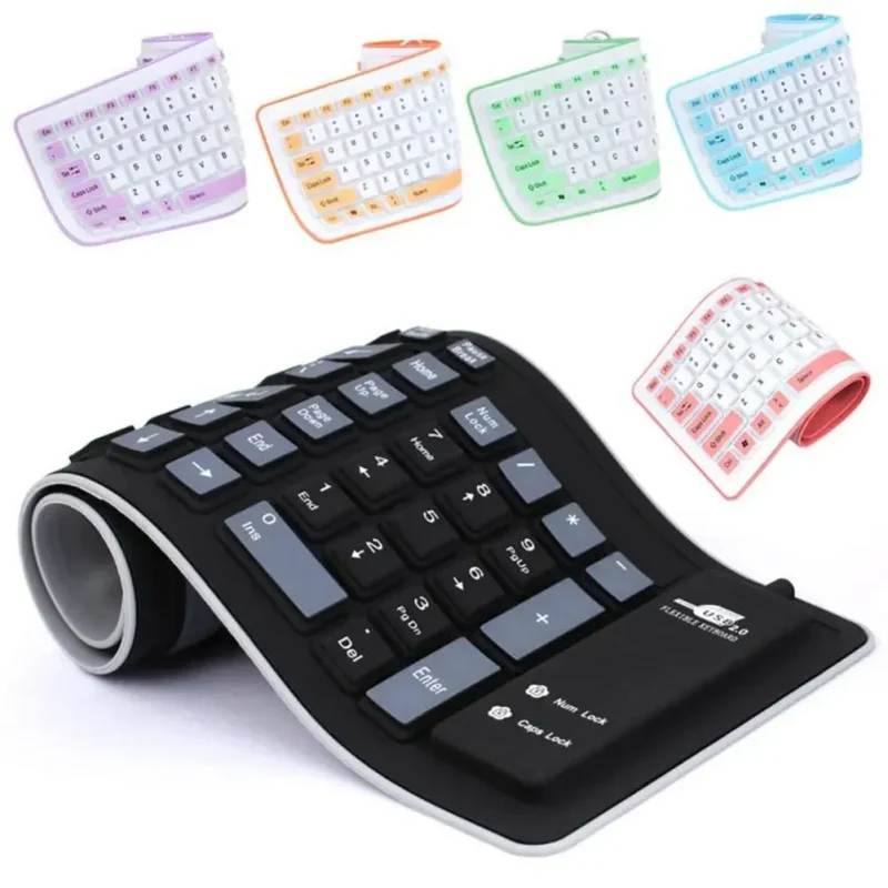Portable Silent Foldable Silicone Keyboard Usb Flexible Soft Waterproof Roll Up Keyboard For Pc Laptop - Image 2