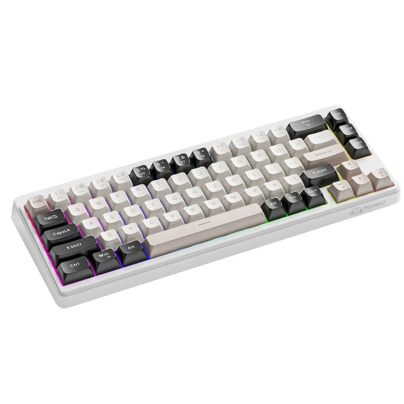 FREEWOLF M68 Three-mode BT/2.4G/Wired Keyboard, 2000mAh Battery, Colorful Rainbow Backlit, Durable PBT Keycaps, Double Leg Brace - Image 3