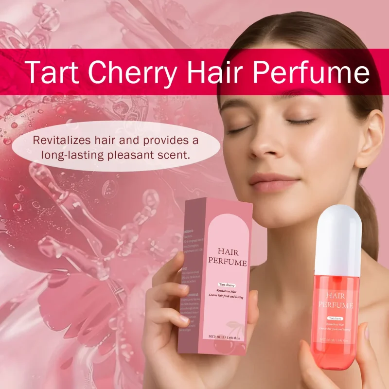 50ML Tart Cherry Hair Perfume For Women Eau de Parfum Freshen Hair Body & Pillows Body Mist Long-Lasting Fragrance Body Spray - Image 2