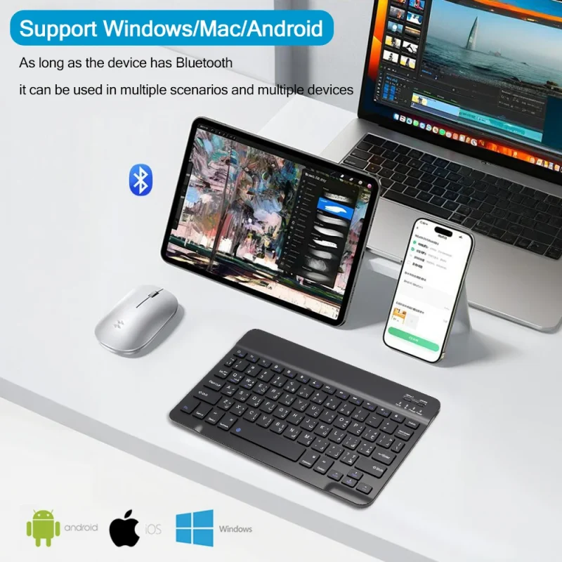 78 key Arabic Bluetooth wireless keyboard rechargeable, suitable for Android/Windows/iPad/iPhone/MAC portable Bluetooth keyboard - Image 3