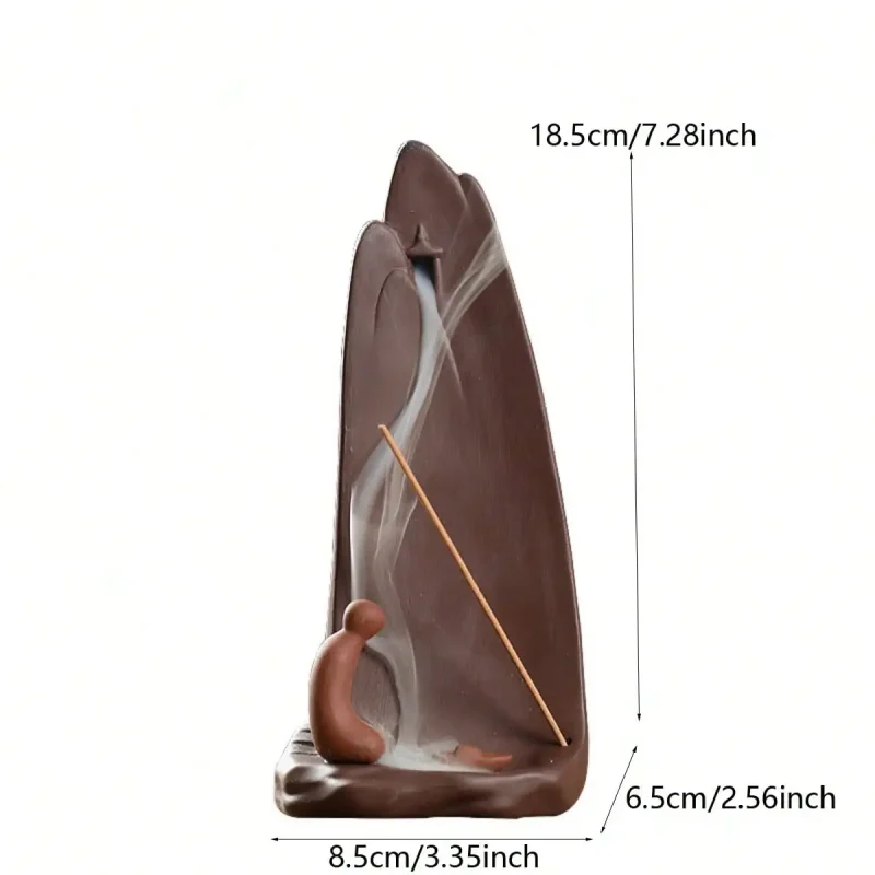 1pc, Zen Meditation Home Decor High Mountain Waterfall Backflow Incense Cones Burner Incense Stick Holder Censer Tea Pet - Image 6