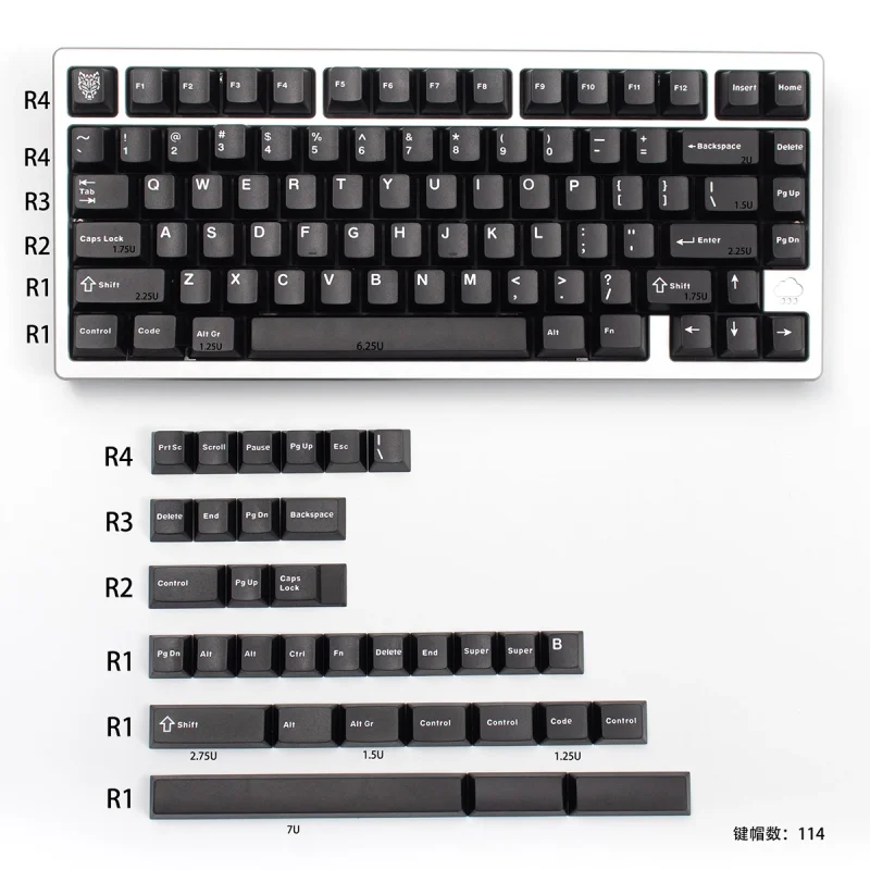 Aifei Semi-transparent Klein Blue/Black Mechanical Keyboard Keycap 120 Keys ABS Material Original Height Adaptation 61/64/68/75
