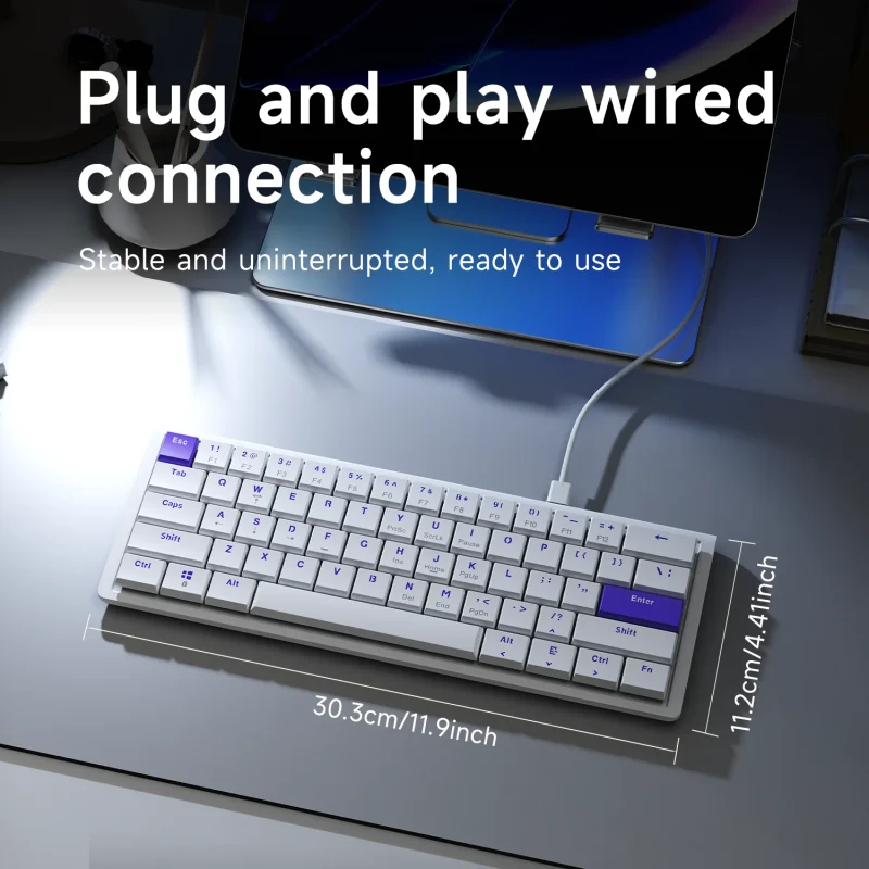 AJAZZ NKL61 wired ABS low axis mechanical keyboard plug and play, lightweight and portable, preferred for office use - Image 6