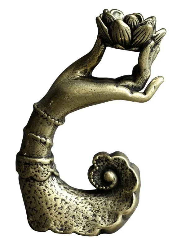 Copper Hand Lotus Backflow Incense Burner Aromatherapy Holder