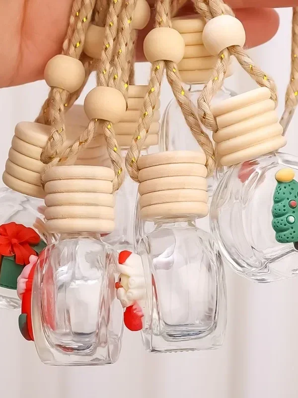 10ml Perfume Galss Bottle Pendant Christmas Car Auto Rearview Mirror Decoration Empty Bottle Aromatherapy Essential Oil Bottle
