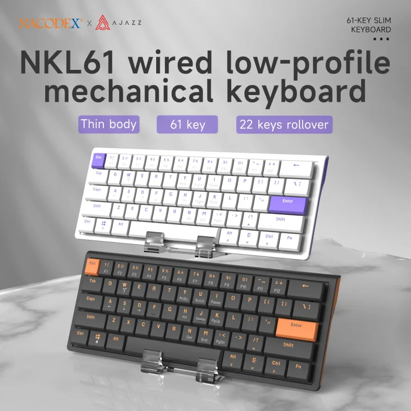 AJAZZ NKL61 wired ABS low axis mechanical keyboard plug and play, lightweight and portable, preferred for office use - Image 3