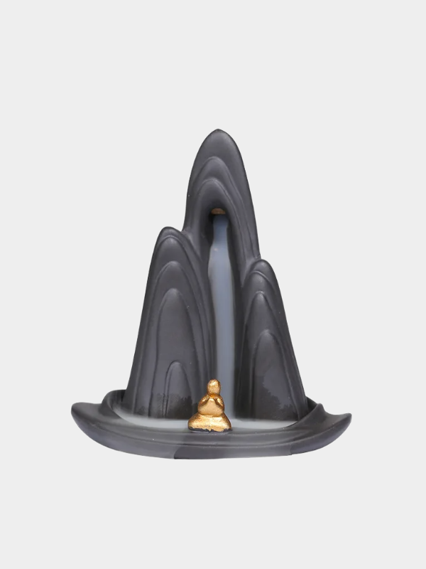 Zen Meditation Backflow Incense Burner Purple Clay Incense Holder for Home Decor Aromatherapy Relaxation Gifts (Without Incense）