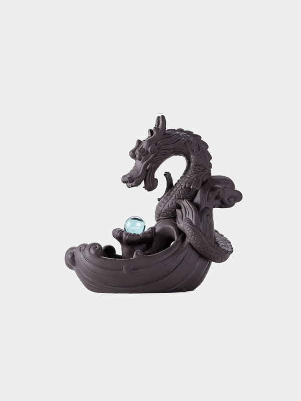 Retro Handmade Dragon Ceramic Backflow Incense Burner without Incense Cones