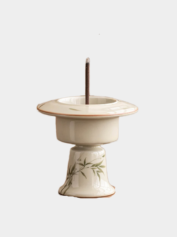 Painted Ceramic Incense Holder for Sticks Incense Burner with Brass Incense Stick Holder for Spa Yoga Home Decoration