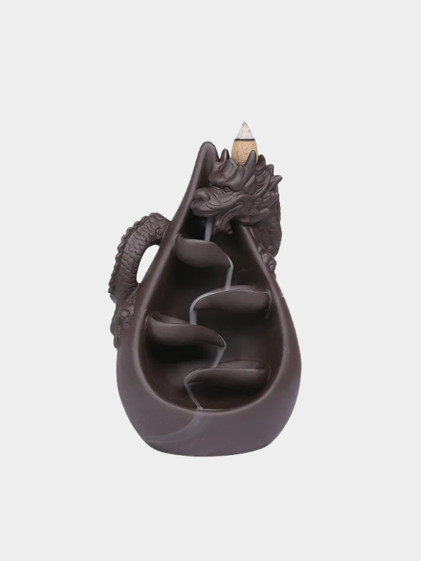 1pc, Relief Dragon Incense Burner, Waterfall Backflow Incense Holder, Aromatherapy Ornament, Zen Decor, Home Decor -No Incense