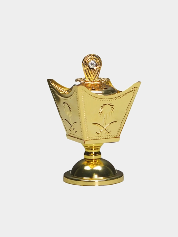 14x8cm Arabian Metal Incense Burner Vintage Golden Color Aromatherapy Diffuser Holder Stand for Living Room Bedroom Decoration
