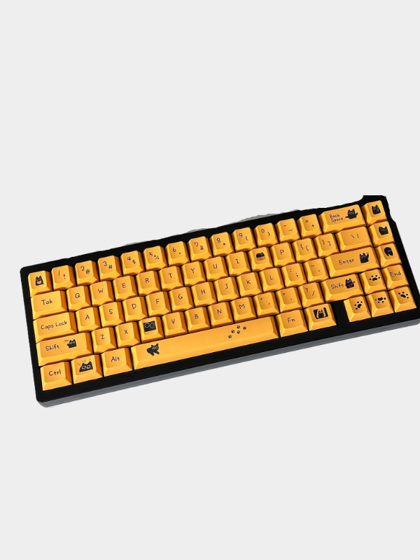 124 Keys Black Cat Keycaps Cherry Profile PBT Keycap For Mx Switch Mechanical Gaming keyboard Anime Yellow Key Caps custom DIY