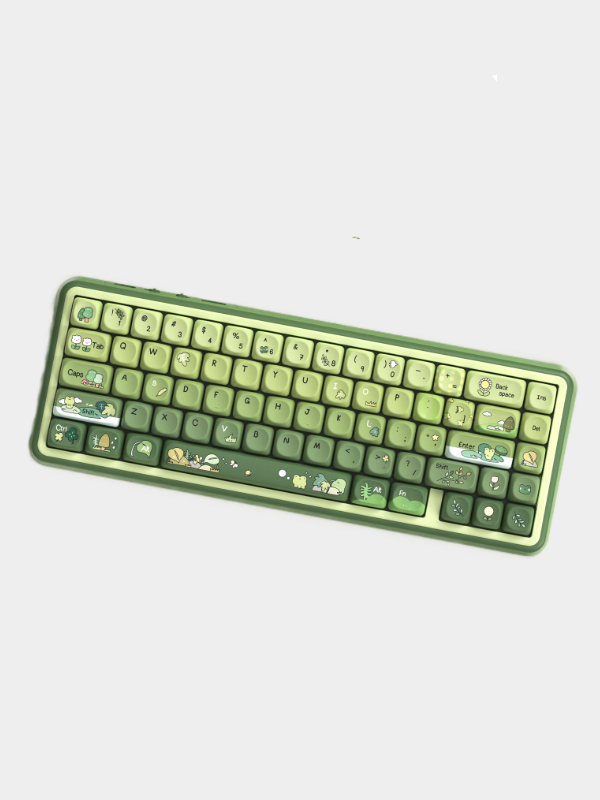 132 Keys Green 5 Sides Dye Sublimation PBT Keycaps Cute MOA Profile Keycaps for Cherry Gateron MX Switches Mechanical Keyboards