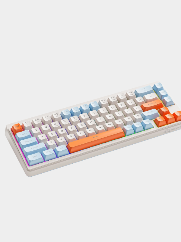 FREEWOLF M68 Three-mode BT/2.4G/Wired Keyboard, 2000mAh Battery, Colorful Rainbow Backlit, Durable PBT Keycaps, Double Leg Brace