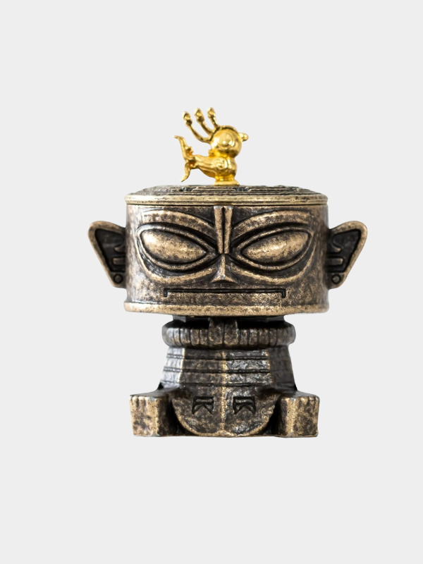 Chinese Sanxingdui Alloy Incense Burner Creative Vintage Mask Incense Burner Indoor Home Ornament Chinese Travel Souvenir Gift