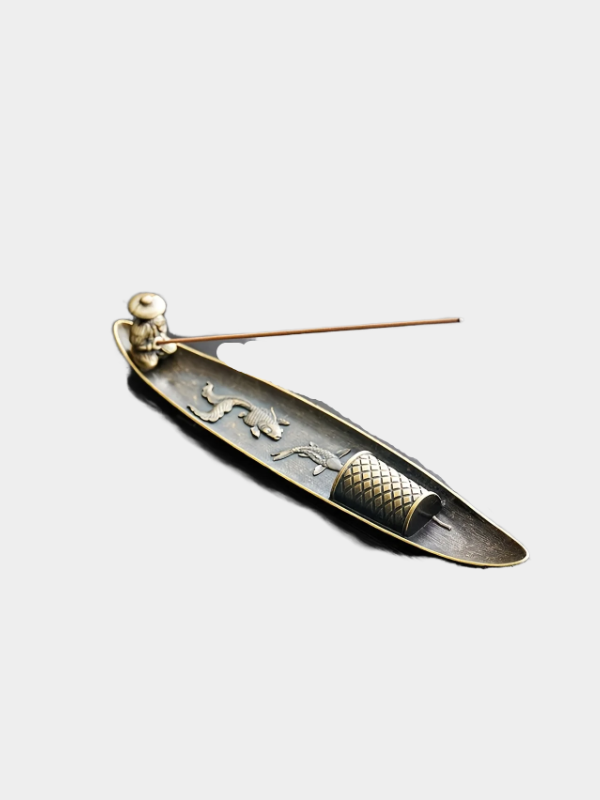 Creative Incense Holder Aromatherapy Ornament Incense Holder Boat Old Men Fishing Japanese Style Incense Stick Burner Home Decor
