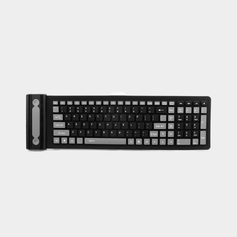 Wireless Silicone Keyboard,Foldable 2.4G USB Flexible Waterproof Slim Keyboard Universal Silent Roll Up Keypad For PC Laptop
