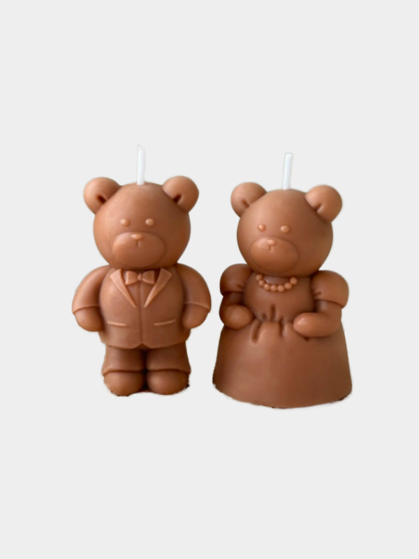 1Pc Couple Bear Aromatherapy Scented Candle Handmade Natural Soy Wax Candle Long-Lasting Sandalwood Fragrance for Bedroom Decor